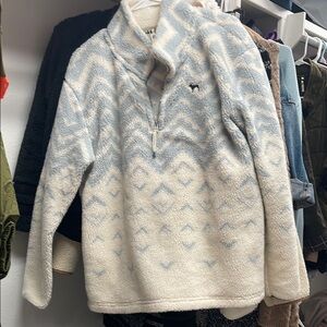 Victoria’s Secret PINK Women's Fuzzy Cream & Baby Blue pullover